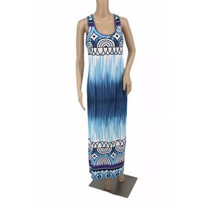 Maxi Dress Jon & Anna New York S Sleeveless Blue White Purple Geo NWT Stretchy